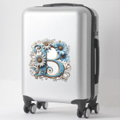 Sticker Lettre décorative B avec émail bleu (Sur valise)