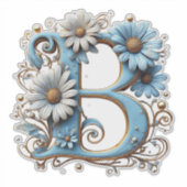 Sticker Lettre décorative B avec émail bleu (Devant)