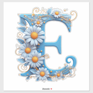 Sticker Lettre décorative E avec émail bleu