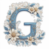 Sticker Lettre Décorative G Avec Émail Bleu (Devant)