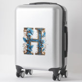 Sticker Lettre Décorative H Avec Émail Bleu (Sur valise)