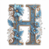 Sticker Lettre Décorative H Avec Émail Bleu (Devant)