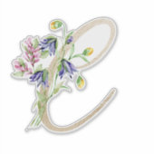 Sticker LETTRE D'OR Faux "C" Aquarelle Fleurs Sauvages (Devant)