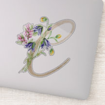 LETTRE D'OR Faux "C" Aquarelle Fleurs Sauvages