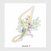 Sticker LETTRE D'OR Faux "J" Aquarelle Fleurs Sauvages (Feuille)