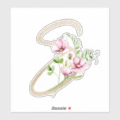 Sticker LETTRE D'OR Faux "S" Aquarelle Fleurs Sauvages (Feuille)