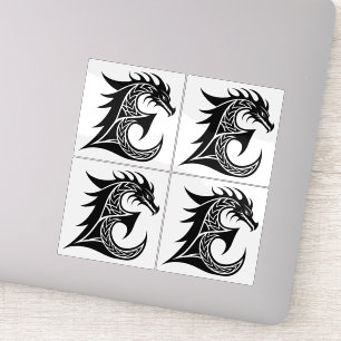 Sticker Lettre E de style dragon, alphabet du dragon, mono