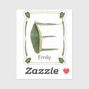 Sticker Lettre E feuilles verts botaniques - Monogramme E
