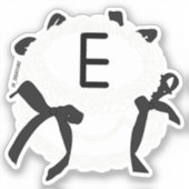 Sticker Lettre E initiale noir et blanc noeud papillon vin (Recto)