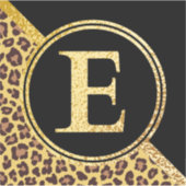 Sticker Lettre E Monogramme Empreinte de léopard or et noi (Devant)