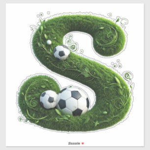 Sticker Lettre en herbe formée avec des ballons de footbal