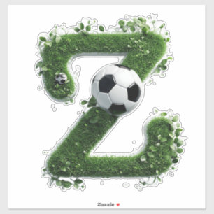 Sticker Lettre en herbe formée avec des ballons de footbal