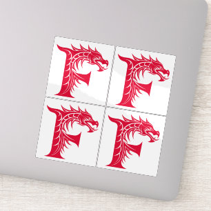 Sticker Lettre F de style dragon, alphabet du dragon, mono