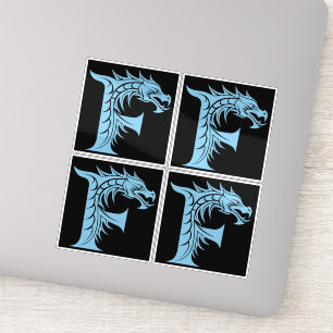 Sticker Lettre F de style dragon, alphabet du dragon, mono