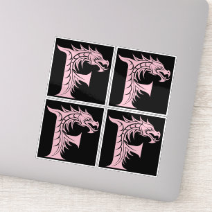 Sticker Lettre F de style dragon, alphabet du dragon, mono
