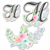 Sticker LETTRE FEMME AQUATICOLE Florale H (Devant)
