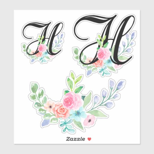 Sticker LETTRE FEMME AQUATICOLE Florale H (Feuille)
