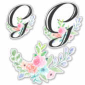 Sticker LETTRE Fille Aquarelle Florale G (Devant)