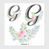 Sticker LETTRE Fille Aquarelle Florale G (Feuille)