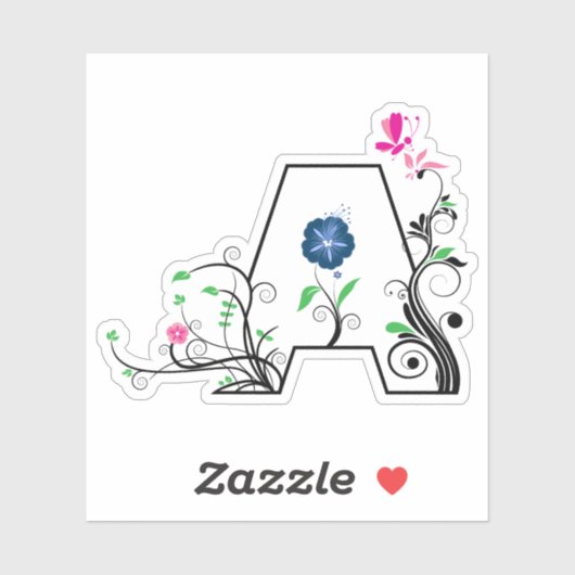 Sticker LETTRE Florale A (Feuille)