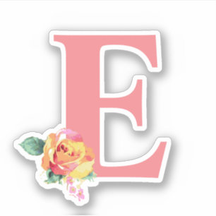 Sticker LETTRE Florale Florale Florale Rose D'Aquarelle In