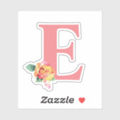 Sticker LETTRE Florale Rose Aquarelle Initiale (Feuille)