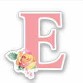 Sticker LETTRE Florale Rose Aquarelle Initiale (Devant)