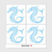 Sticker Lettre G de style dragon, alphabet du dragon, mono (Feuille)