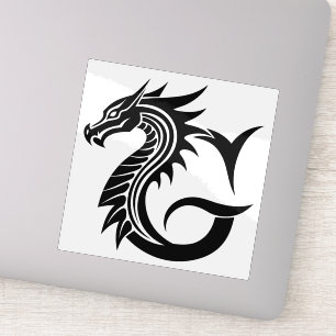 Sticker Lettre G de style dragon, alphabet du dragon, mono