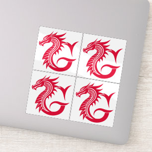 Sticker Lettre G de style dragon, alphabet du dragon, mono