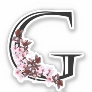 Sticker Lettre G, Fleur de cerise