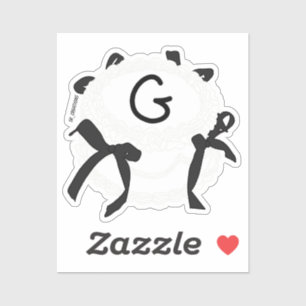 Sticker Lettre G initiale noir et blanc noeud papillon gât