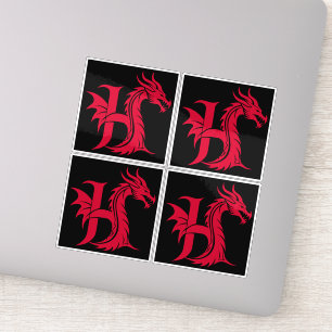 Sticker Lettre H de style dragon, alphabet du dragon, mono