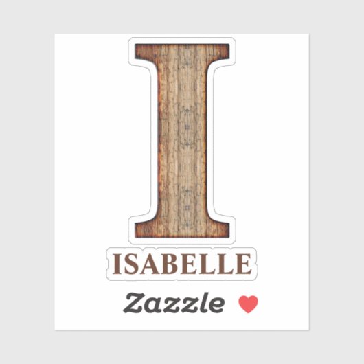 Sticker Lettre I texture bois avec nom personnalisé (Feuille)