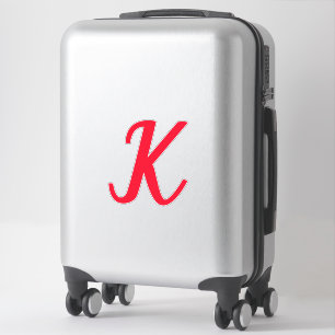 Sticker Lettre initiale de monogramme rouge gras Nom perso