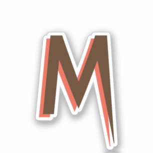 Sticker Lettre initiale de texte Brown 3D moderne   Rose S
