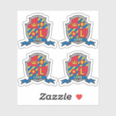 Sticker Lettre initiale L nom personnalisé lion bouclier (Feuille)