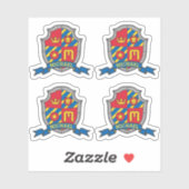 Sticker Lettre initiale M nom personnalisé lion bouclier (Feuille)