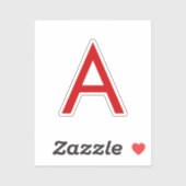 Sticker Lettre initiale Monogramme rouge blanc moderne cla (Feuille)