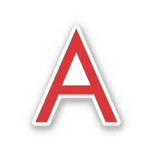 Sticker Lettre initiale Monogramme rouge blanc moderne cla (Recto)