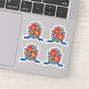 Sticker Lettre initiale R nom personnalisé Reuben lion crê