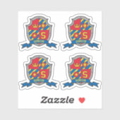 Sticker Lettre initiale S nom personnalisé Simon lion crêt (Feuille)