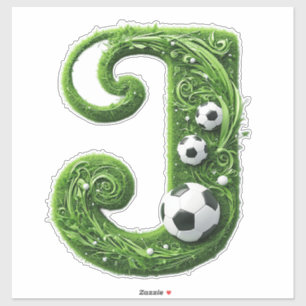 Sticker Lettre J Herbe Verte Avec Balle de Football