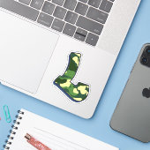 Sticker Lettre L - Camo Green (Ordinateur portable avec iPhone)