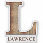 Sticker Lettre L texture bois avec nom personnalisé Sticke (Devant)