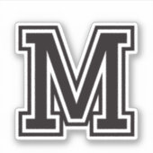 Sticker Lettre M sporty college alphabet de police (Devant)