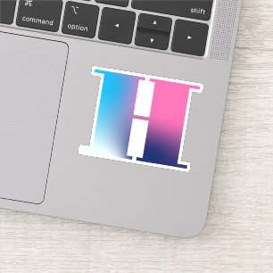 Sticker Lettre majuscule H Monogramme Gradié rose Bleu Bla