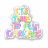 Sticker Lettre mignonne à bulle arc-en-ciel Citation posit (Devant)