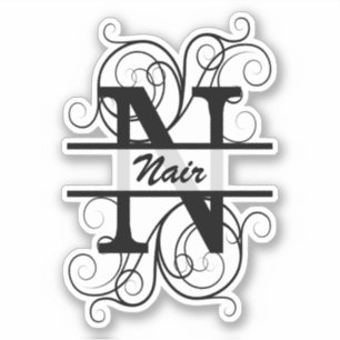 Sticker Lettre monogramme avec tourbillons ; espace pour v