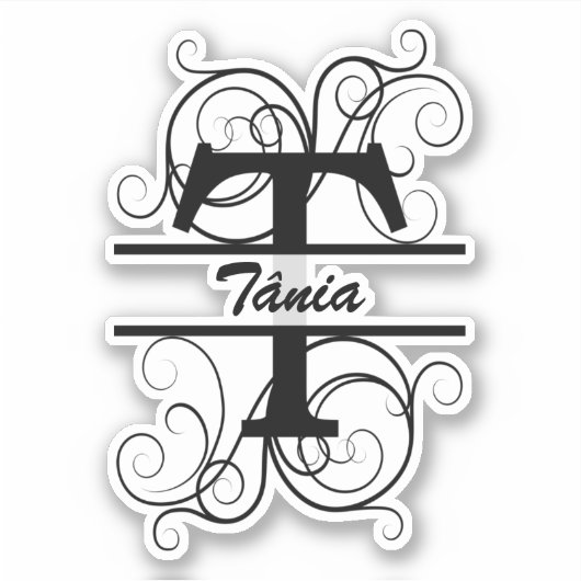 Sticker Lettre monogramme avec tourbillons ; espace pour v (Devant)